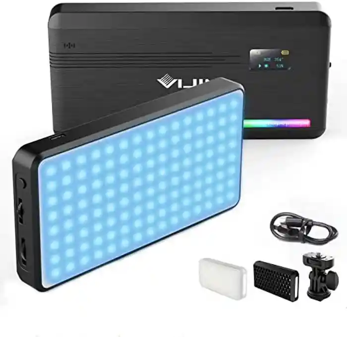 Ulanzi VIJIM VL196 RGB LED Video Light with Adjustable Stand, 2500K-9000K Full Color 20 Lighting Effect Modes Ultra Bright Lighting with Soft Light Board and Honeycomb Frame